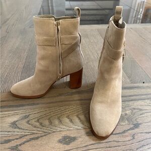 Coach Beige Suede Heeled Boots